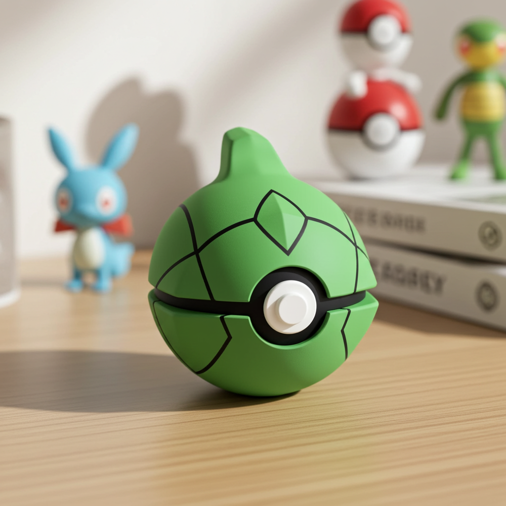 Poké Ball 3D ispirata a Metapod – Sfera decorativa da collezione (#0011)