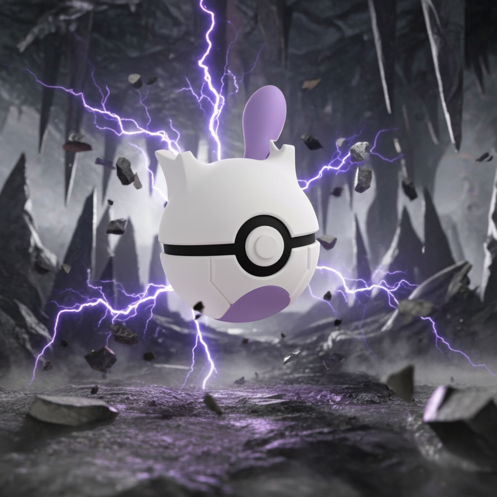 Poké Ball 3D ispirata a Mewtwo – Sfera decorativa da collezione (#0150)