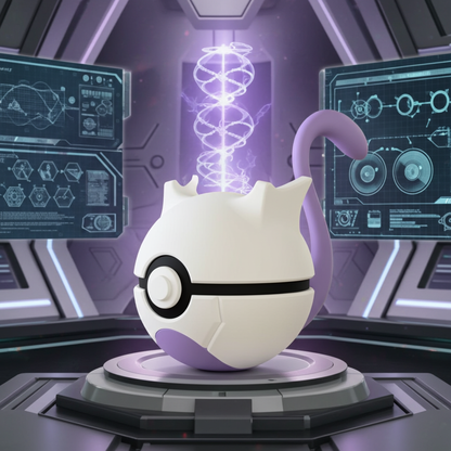 Poké Ball 3D ispirata a Mewtwo – Sfera decorativa da collezione (#0150)