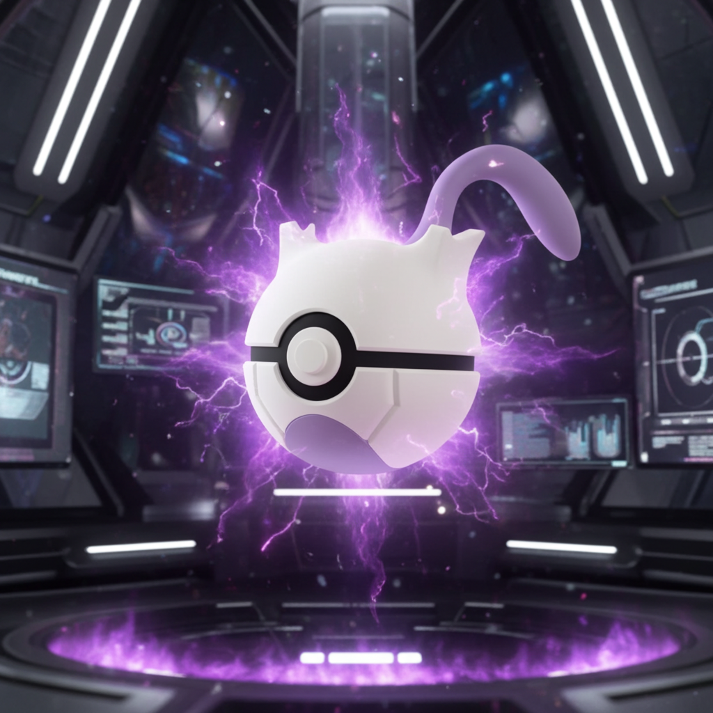 Poké Ball 3D ispirata a Mewtwo – Sfera decorativa da collezione (#0150)