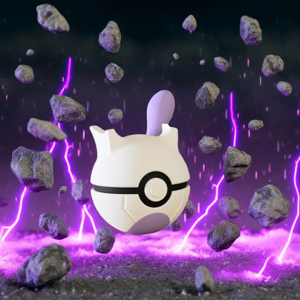 Poké Ball 3D ispirata a Mewtwo – Sfera decorativa da collezione (#0150)