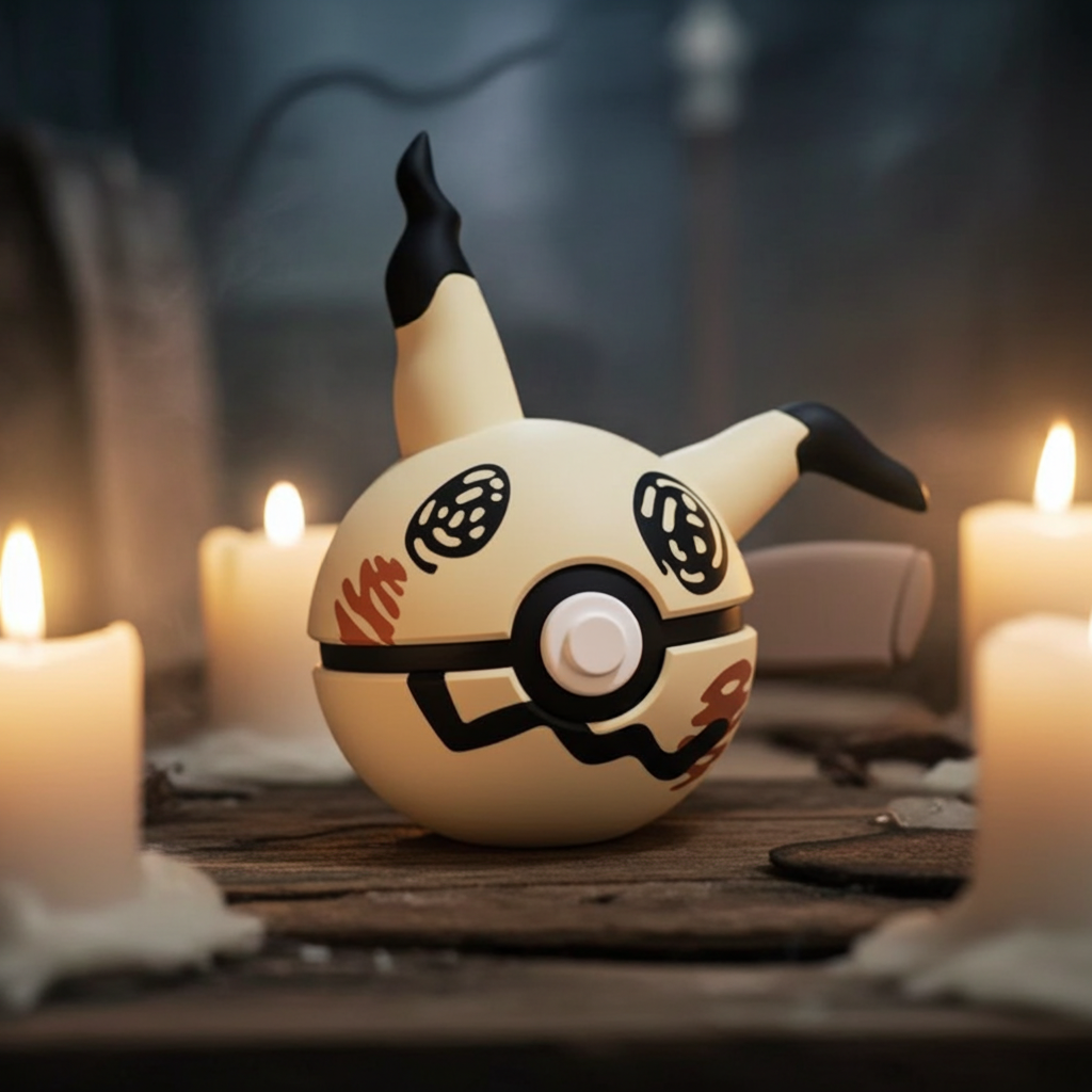 Poké Ball 3D ispirata a Mimikyu – Sfera decorativa da collezione (#0778)