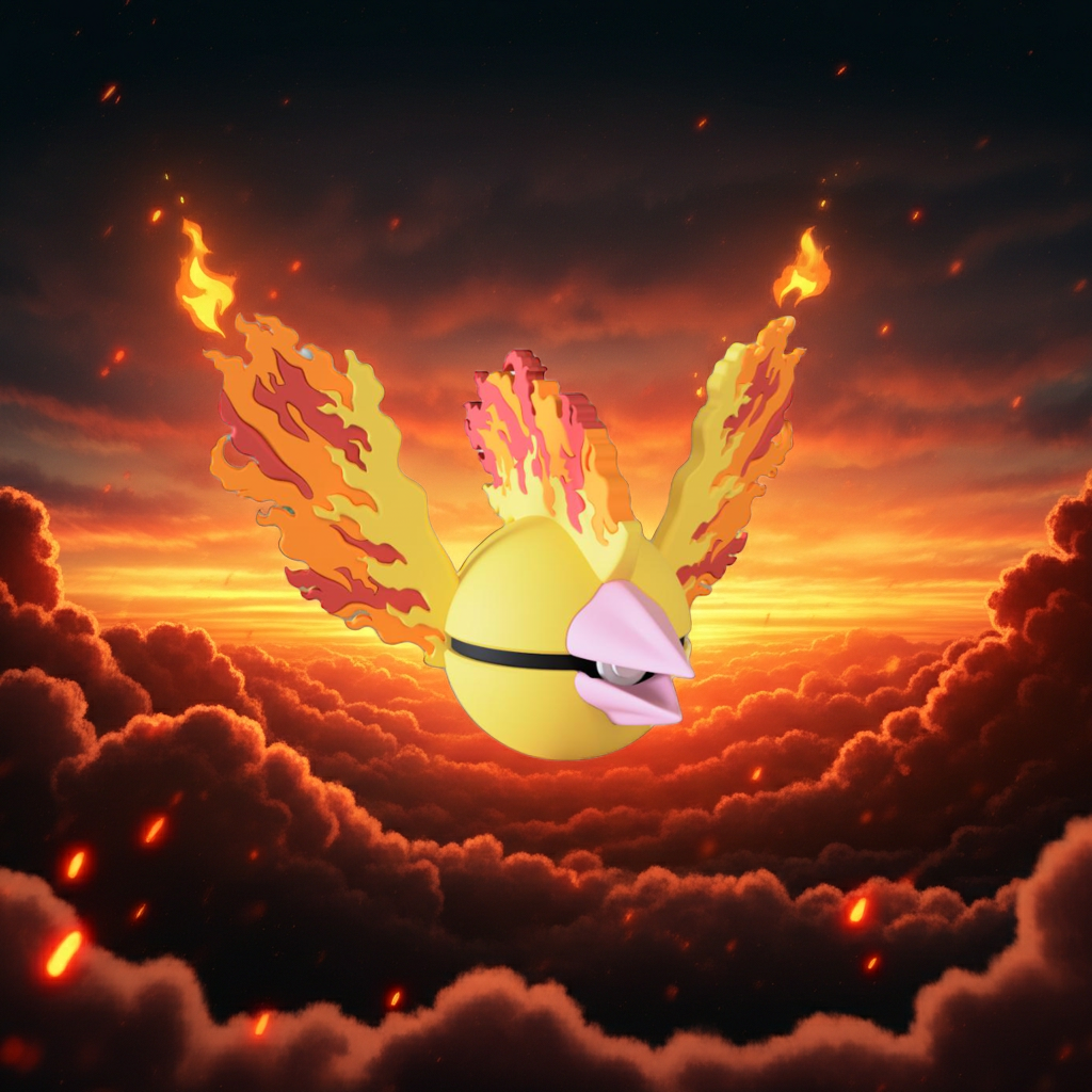 Poké Ball 3D ispirata a Moltres – Sfera decorativa da collezione (#0146)
