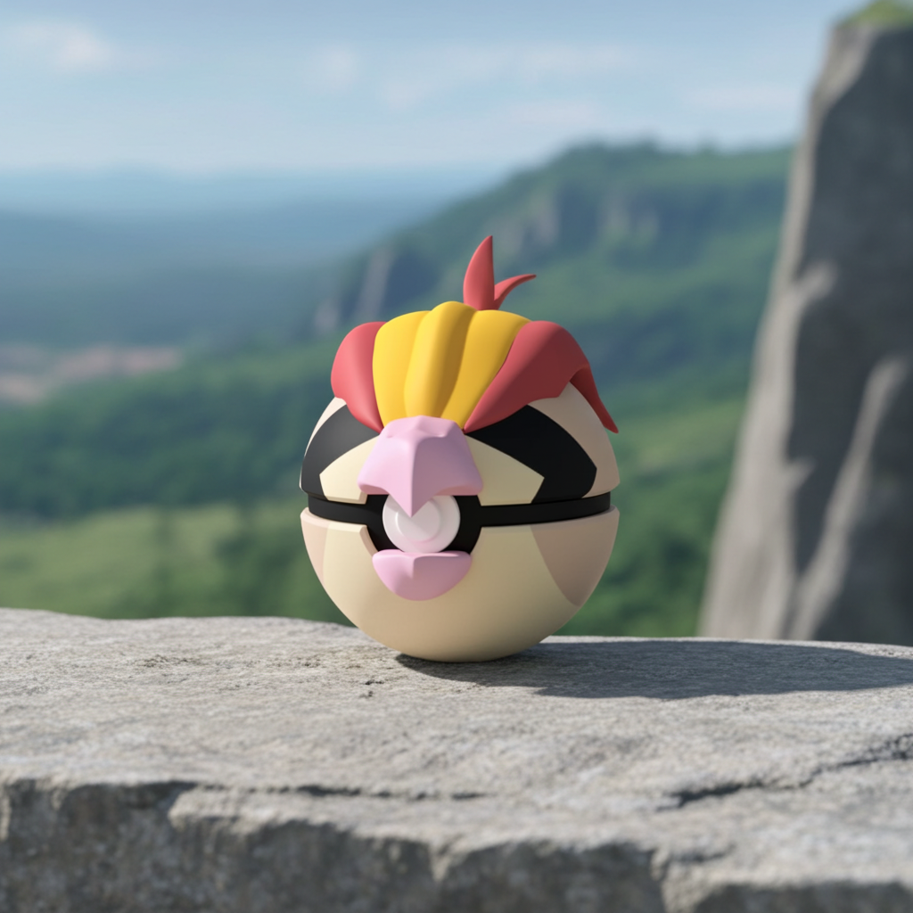 Poké Ball 3D ispirata a Pidgeot – Sfera decorativa da collezione (#0018)