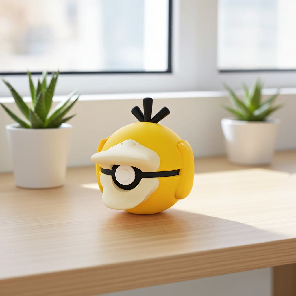 Poké Ball 3D ispirata a Psyduck – Sfera decorativa da collezione (#0054)
