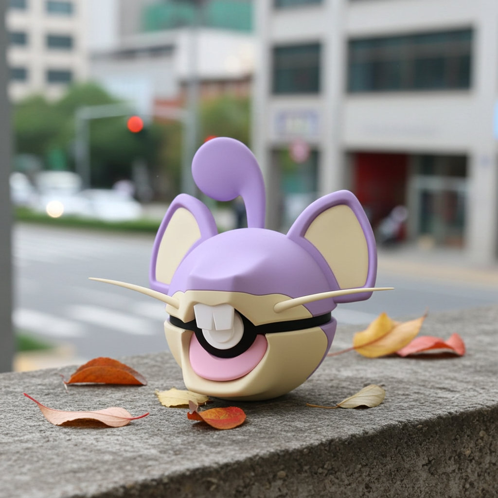 Poké Ball 3D ispirata a Rattata – Sfera decorativa da collezione (#0019)