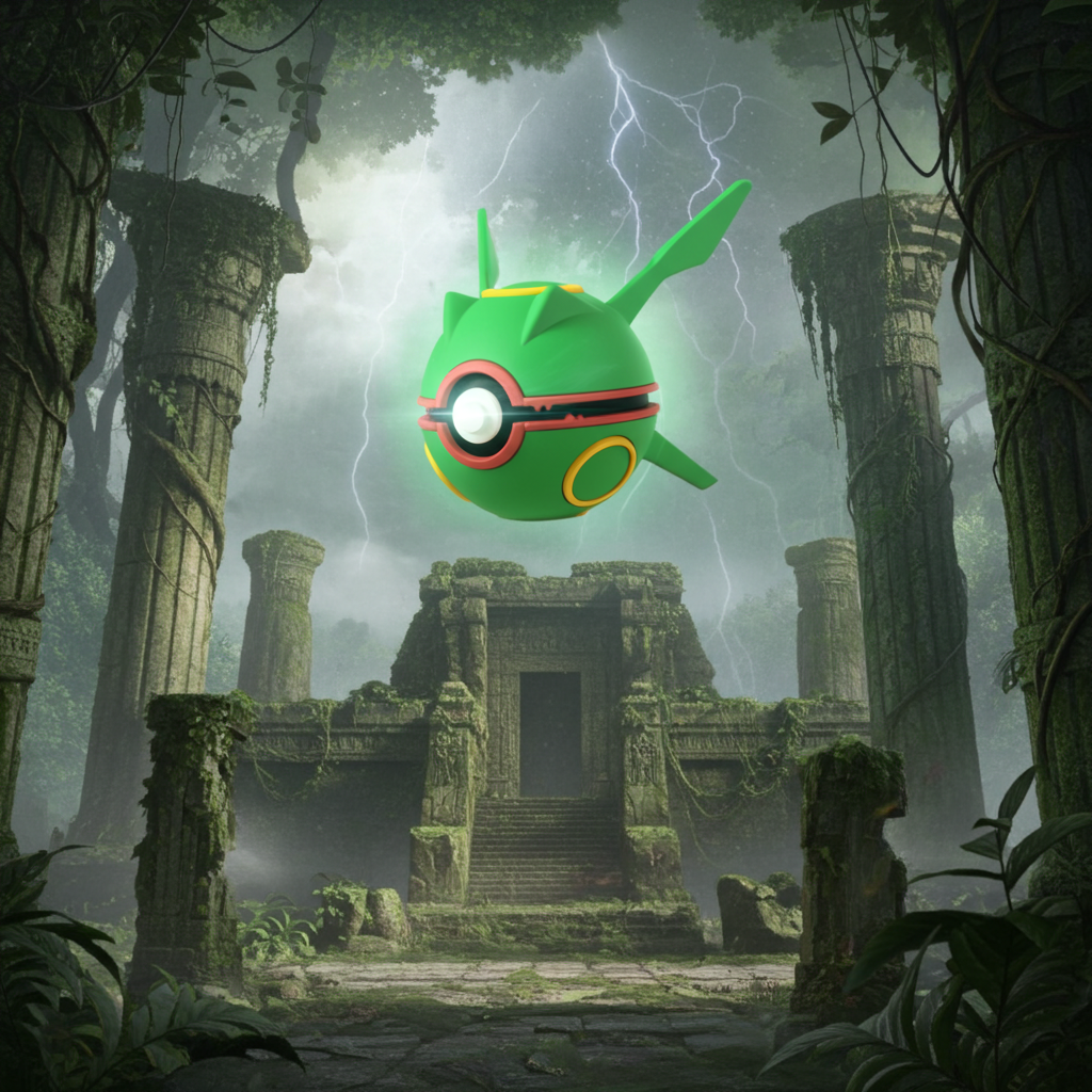 Poké Ball 3D ispirata a Rayquaza – Sfera decorativa da collezione (#0384)