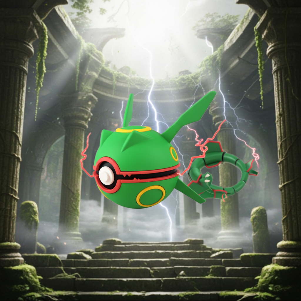 Poké Ball 3D ispirata a Rayquaza – Sfera decorativa da collezione (#0384)