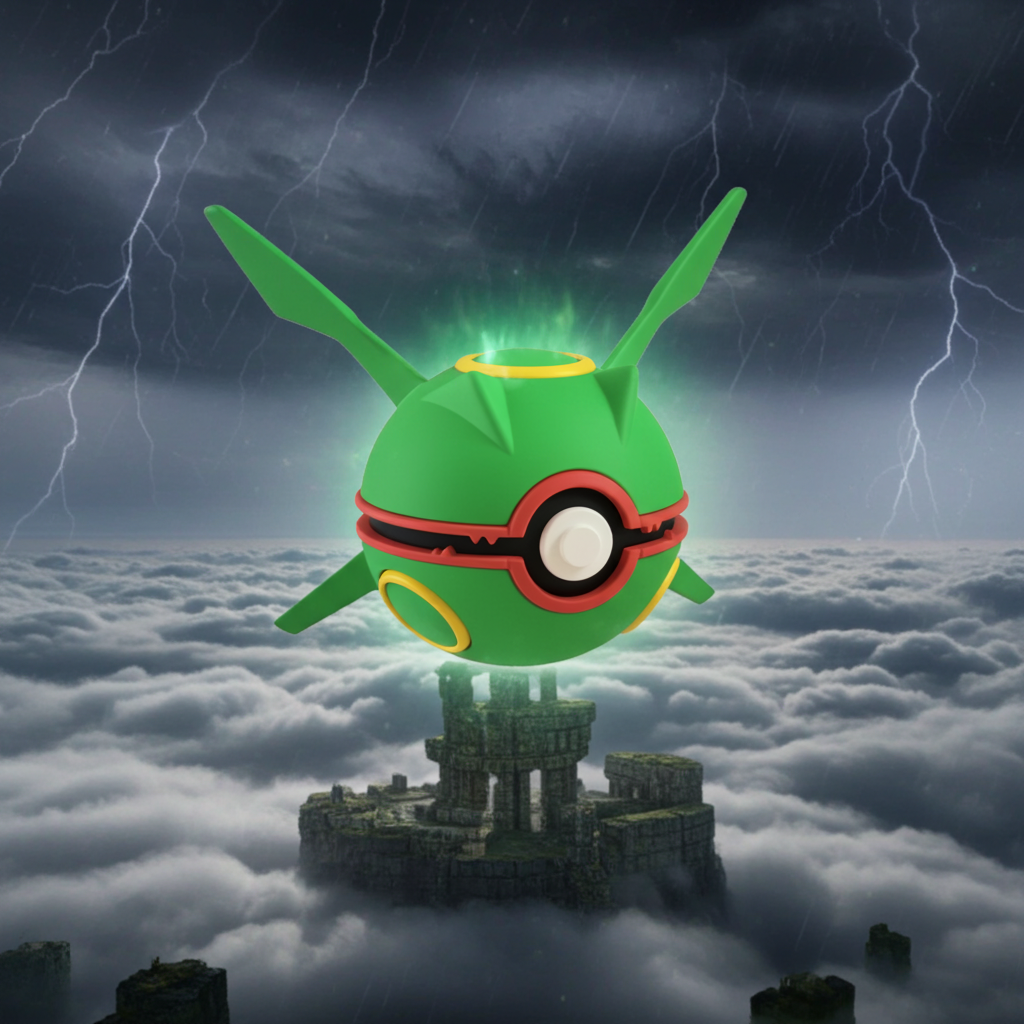 Poké Ball 3D ispirata a Rayquaza – Sfera decorativa da collezione (#0384)