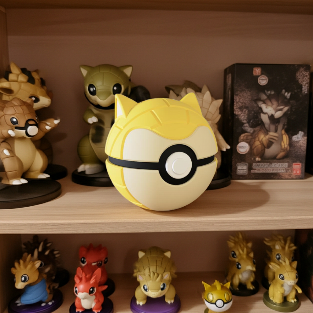 Poké Ball 3D ispirata a Sandshrew – Sfera decorativa da collezione (#0027)