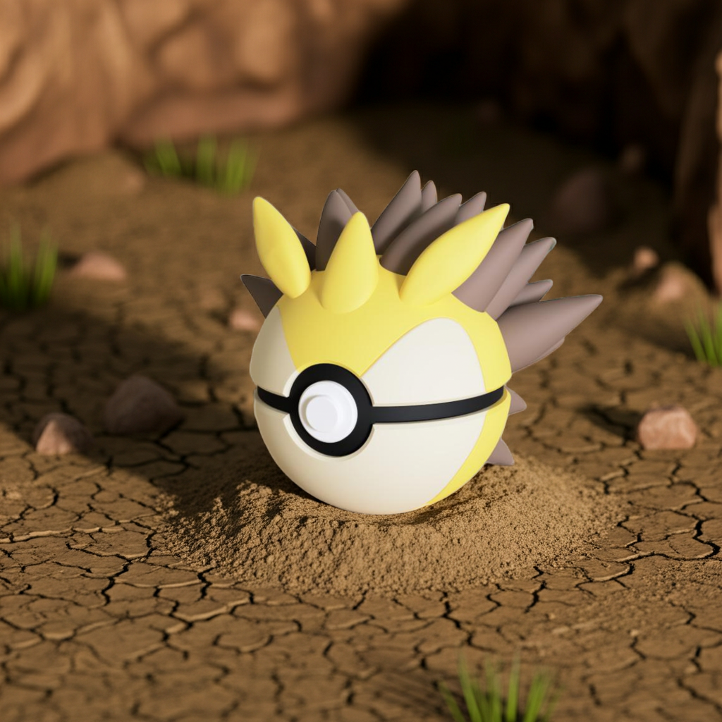 Poké Ball 3D ispirata a Sandslash – Sfera decorativa da collezione (#0028)