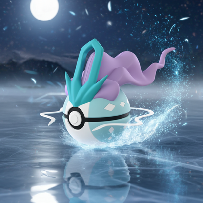 Poké Ball 3D ispirata a Suicune – Sfera decorativa da collezione (#0245)