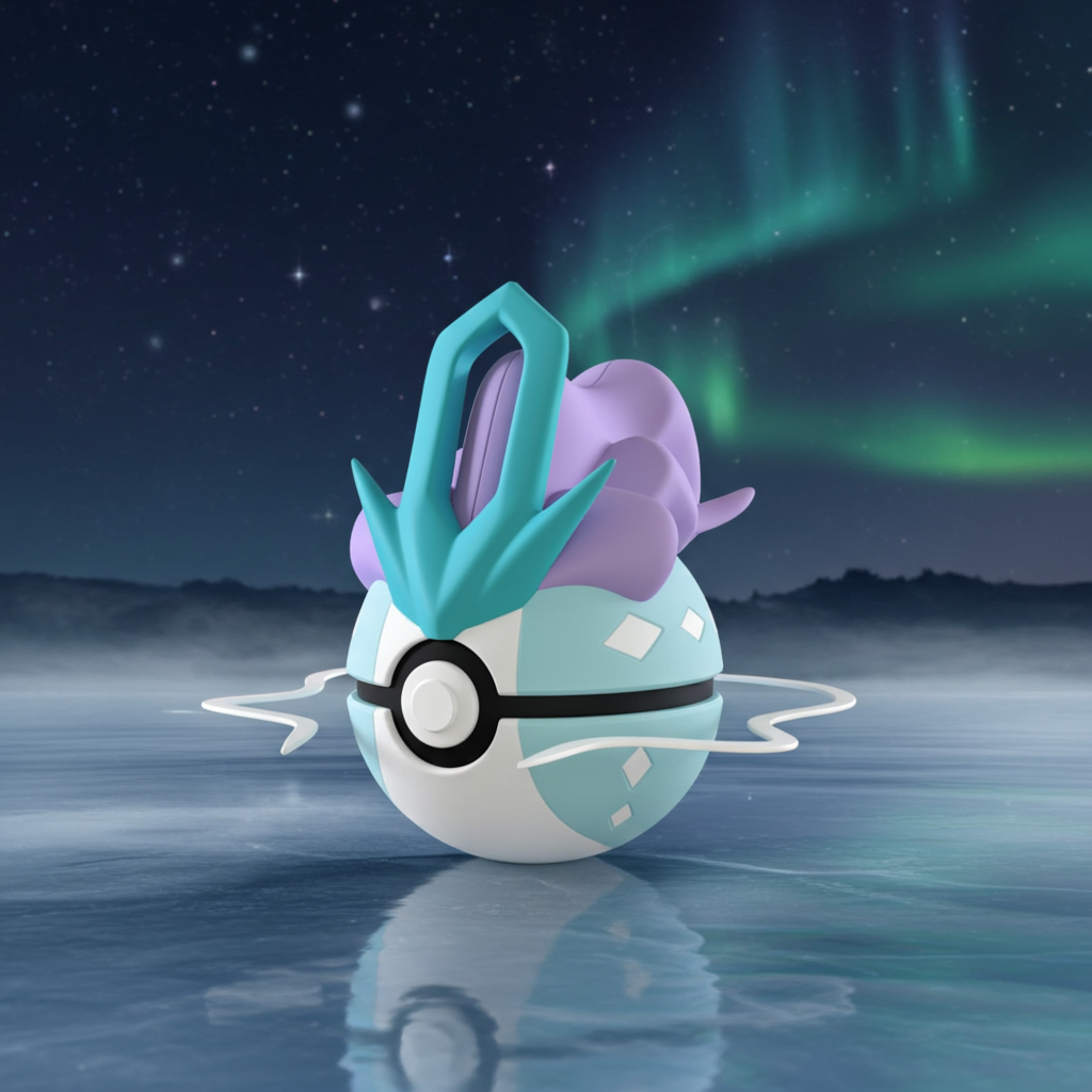 Poké Ball 3D ispirata a Suicune – Sfera decorativa da collezione (#0245)