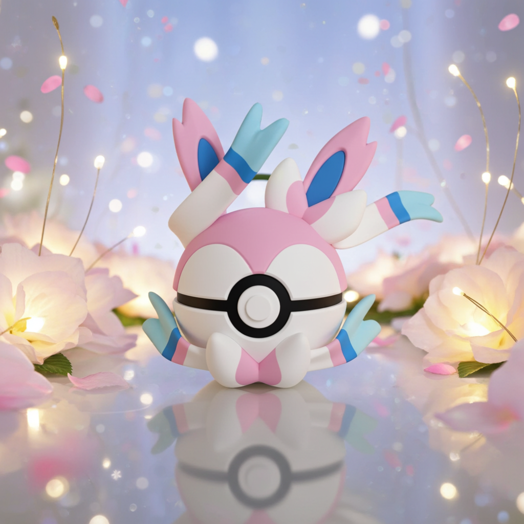 Poké Ball 3D ispirata a Sylveon – Sfera decorativa da collezione (#0700)