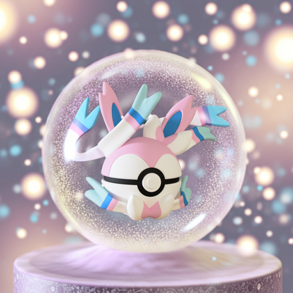 Poké Ball 3D ispirata a Sylveon – Sfera decorativa da collezione (#0700)