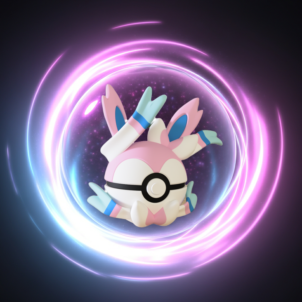 Poké Ball 3D ispirata a Sylveon – Sfera decorativa da collezione (#0700)
