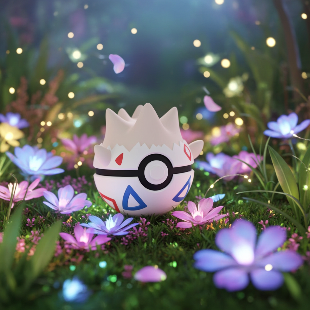 Poké Ball 3D ispirata a Togepi – Sfera decorativa da collezione (#0175)