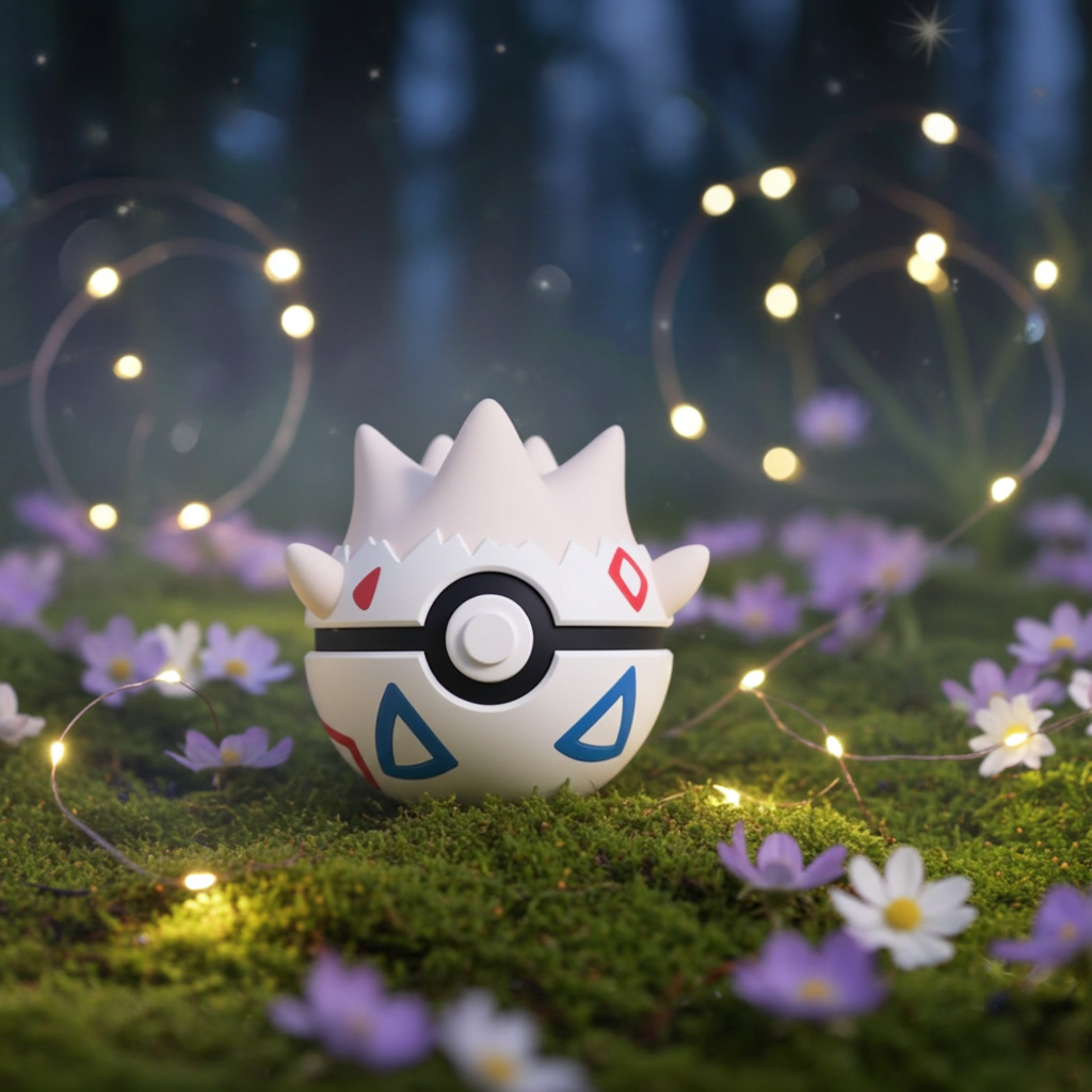 Poké Ball 3D ispirata a Togepi – Sfera decorativa da collezione (#0175)