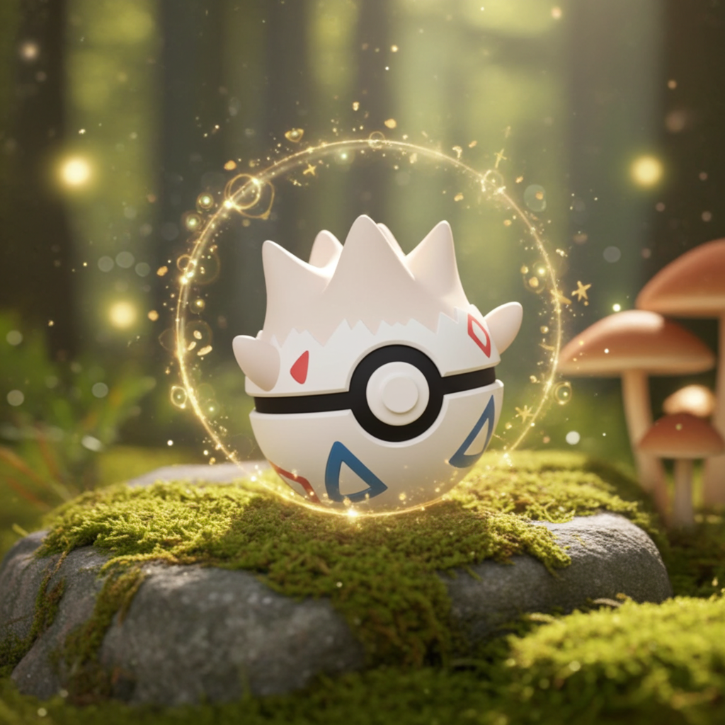 Poké Ball 3D ispirata a Togepi – Sfera decorativa da collezione (#0175)