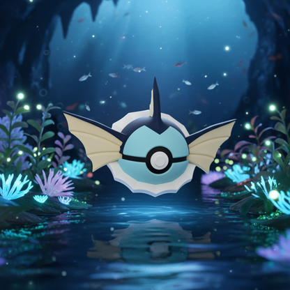 Poké Ball 3D ispirata a Vaporeon – Sfera decorativa da collezione (#0134)
