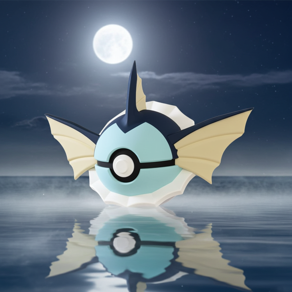 Poké Ball 3D ispirata a Vaporeon – Sfera decorativa da collezione (#0134)