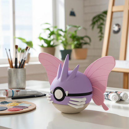 Poké Ball 3D ispirata a Venomoth – Sfera decorativa da collezione (#0049)