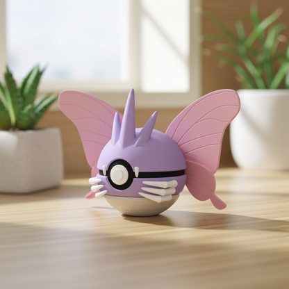 Poké Ball 3D ispirata a Venomoth – Sfera decorativa da collezione (#0049)