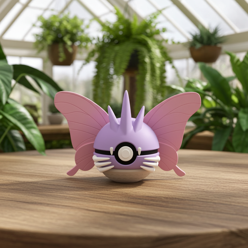 Poké Ball 3D ispirata a Venomoth – Sfera decorativa da collezione (#0049)
