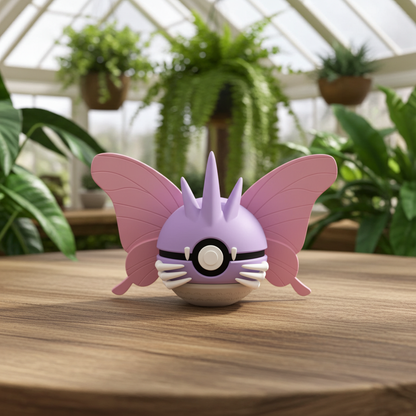 Poké Ball 3D ispirata a Venomoth – Sfera decorativa da collezione (#0049)