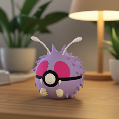 Poké Ball 3D ispirata a Venonat – Sfera decorativa da collezione (#0048)