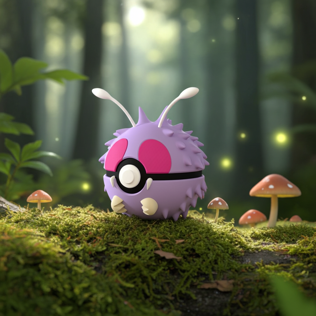 Poké Ball 3D ispirata a Venonat – Sfera decorativa da collezione (#0048)