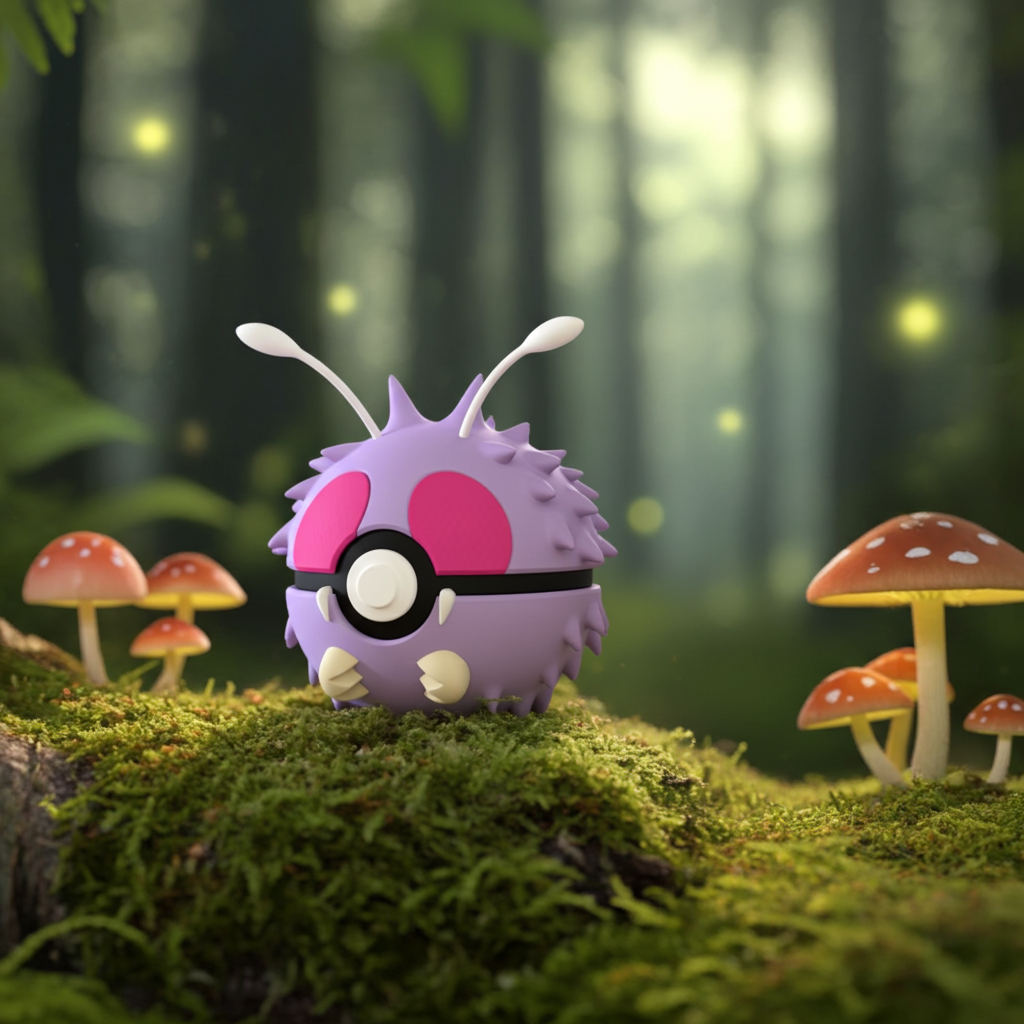 Poké Ball 3D ispirata a Venonat – Sfera decorativa da collezione (#0048)