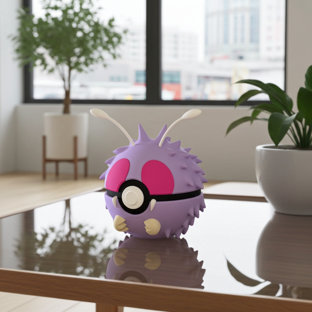 Poké Ball 3D ispirata a Venonat – Sfera decorativa da collezione (#0048)