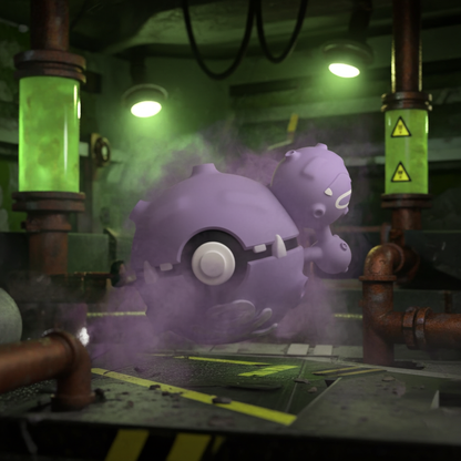 Poké Ball 3D ispirata a Weezing – Sfera decorativa da collezione (#0110)