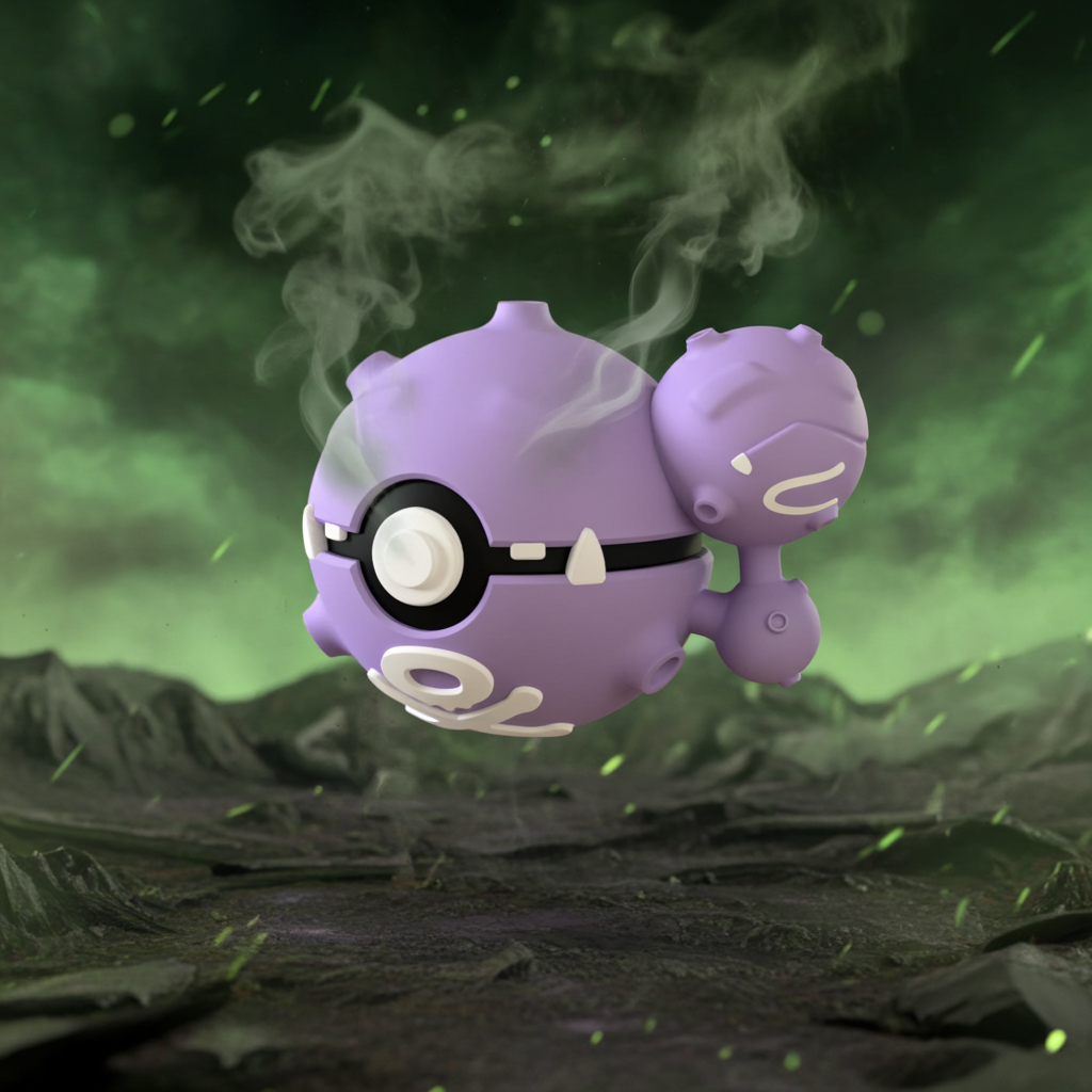 Poké Ball 3D ispirata a Weezing – Sfera decorativa da collezione (#0110)