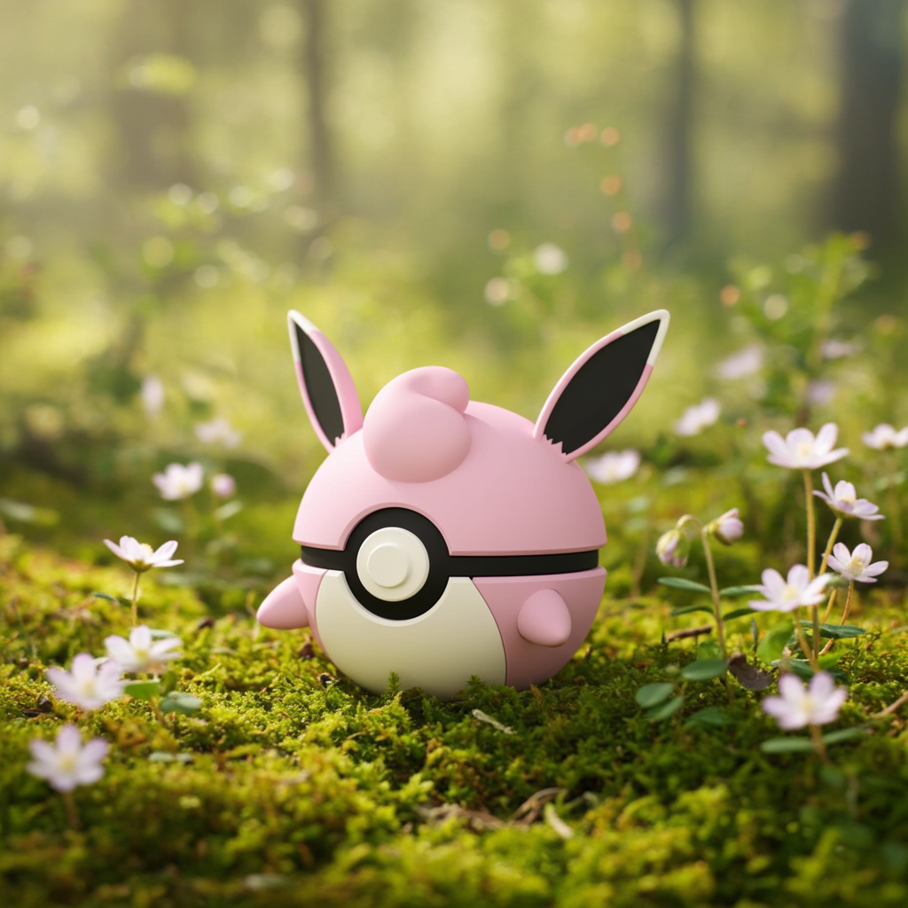 Poké Ball 3D ispirata a Wigglytuff – Sfera decorativa da collezione (#0040)