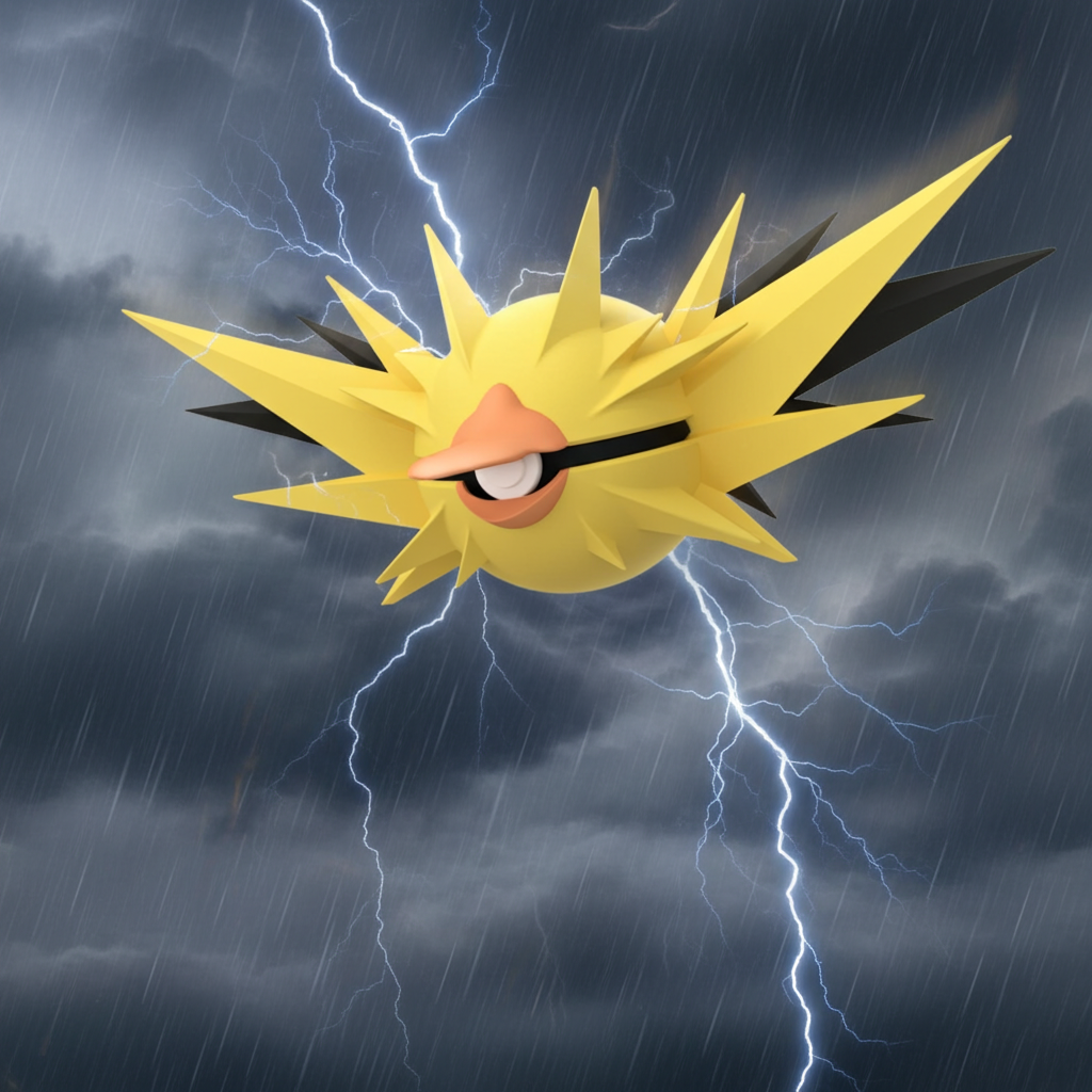 Poké Ball 3D ispirata a Zapdos – Sfera decorativa da collezione (#0145)