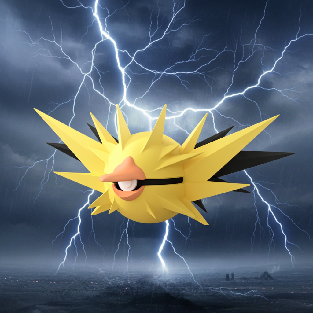 Poké Ball 3D ispirata a Zapdos – Sfera decorativa da collezione (#0145)