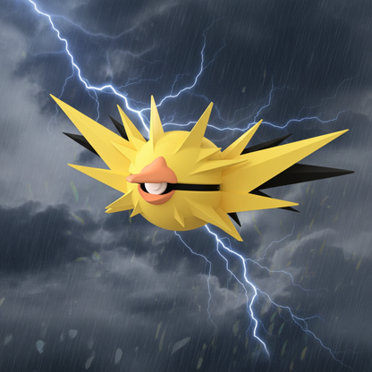 Poké Ball 3D ispirata a Zapdos – Sfera decorativa da collezione (#0145)
