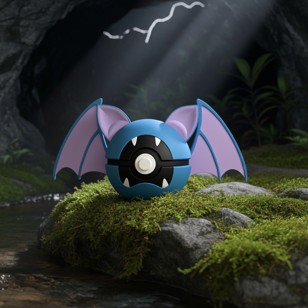 Poké Ball 3D ispirata a Zubat – Sfera decorativa da collezione (#0041)