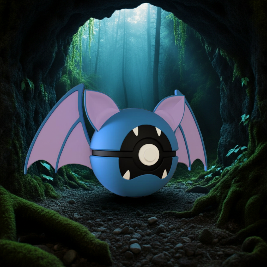 Poké Ball 3D ispirata a Zubat – Sfera decorativa da collezione (#0041)