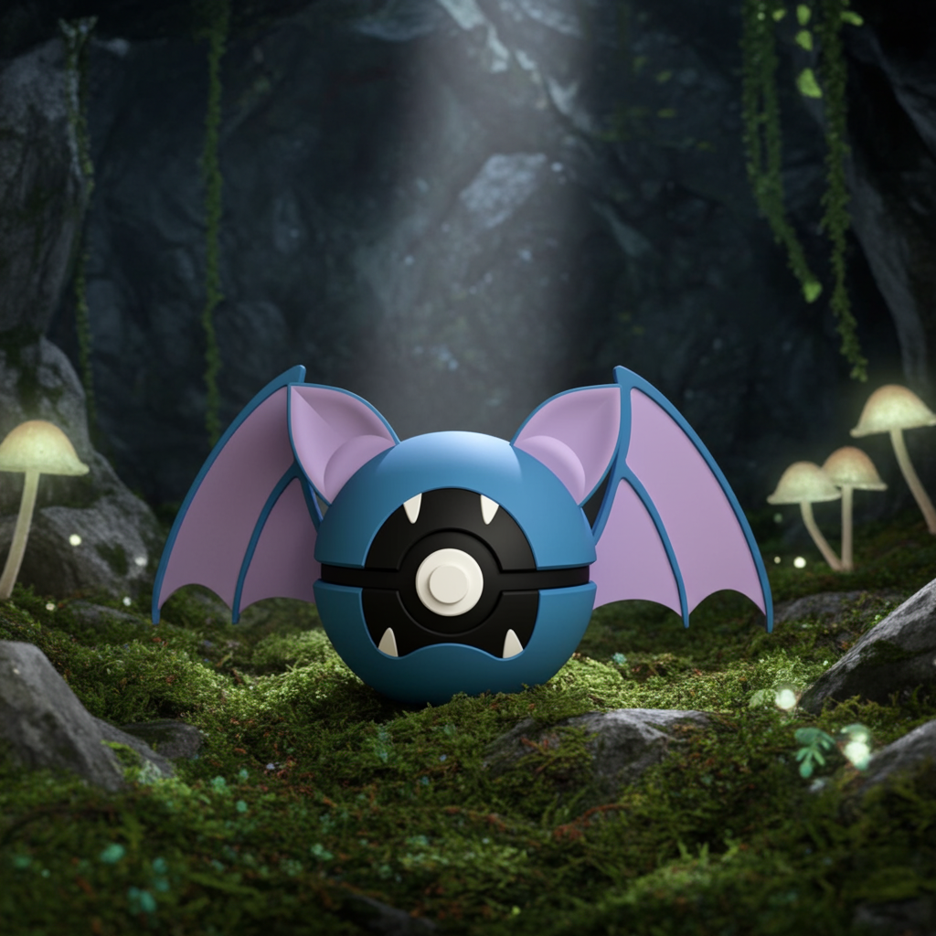 Poké Ball 3D ispirata a Zubat – Sfera decorativa da collezione (#0041)
