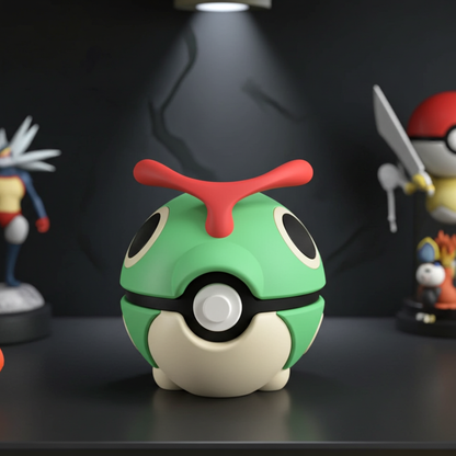 Poké Ball 3D ispirata a Caterpie – Sfera decorativa da collezione (#0010)