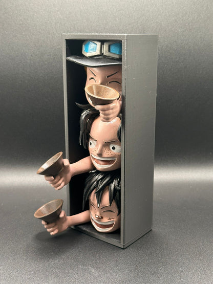 Fermalibro 3D Ace, Sabo & Luffy – Brotherhood Edition Dipinto a Mano