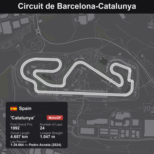 Quadro 3D circuito Barcellona-Catalunya MotoGP, tracciato in rilievo da parete
