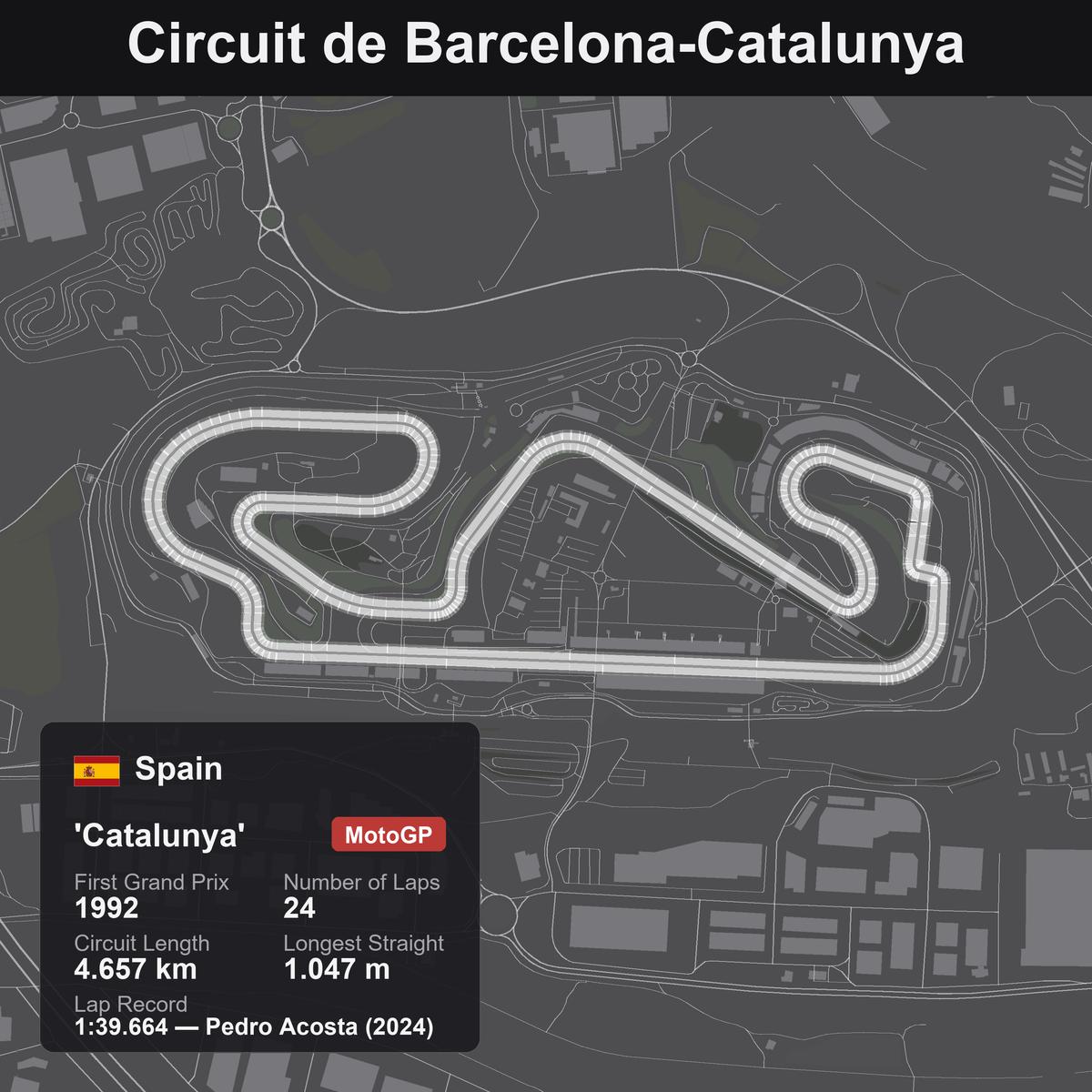 Quadro 3D circuito Barcellona-Catalunya MotoGP, tracciato in rilievo da parete