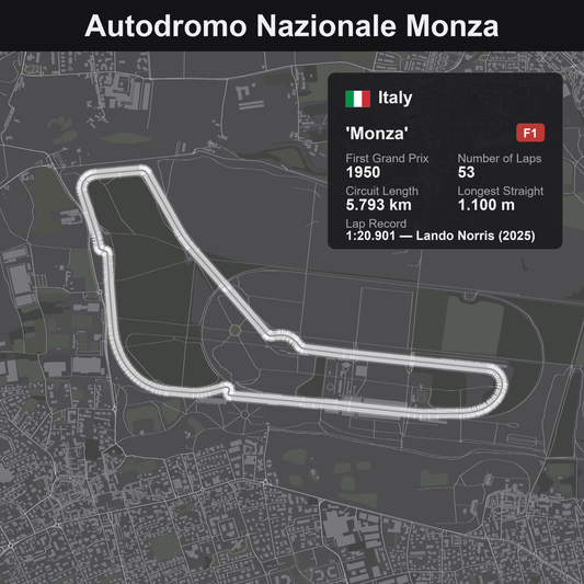 Quadro 3D circuito Monza F1 - Autodromo Nazionale, tracciato in rilievo da parete