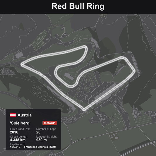Quadro 3D circuito Red Bull Ring MotoGP - Spielberg, tracciato in rilievo