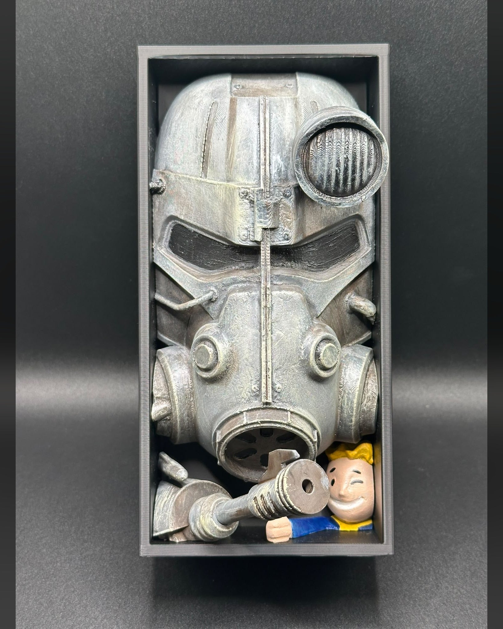 Fermalibro 3D Power Armor dipinto a mano, elmo atomico con respiratore