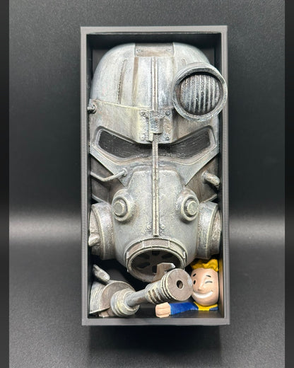 Fermalibro 3D Power Armor dipinto a mano, elmo atomico con respiratore